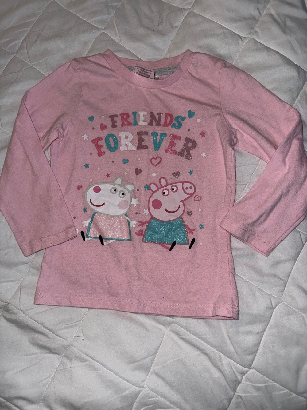 3T Peppa Pig Pink Long-Sleeve 'Friends Forever' Tee shirt girls